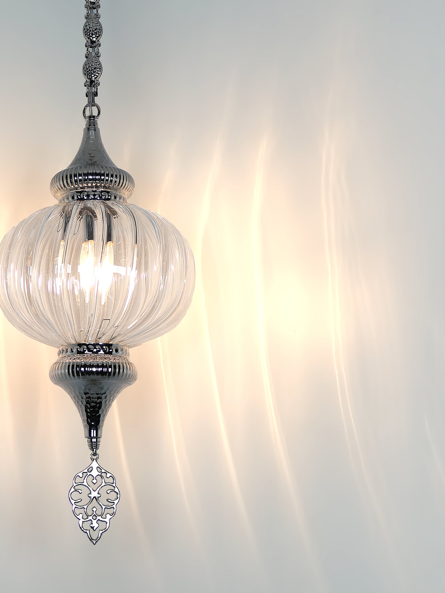Pyrex Blown Clear Glass Lantern Lamp