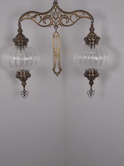 Turkish Design Pyrex Glass 2Globe Chandelier