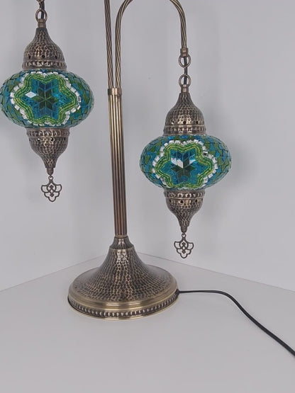 Mosaic Bedside Lamp 2 Globe Turkish Standing Ligh