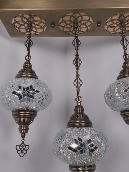 Turkish 3 Globes Mosaic Glass Chandelier Lighting