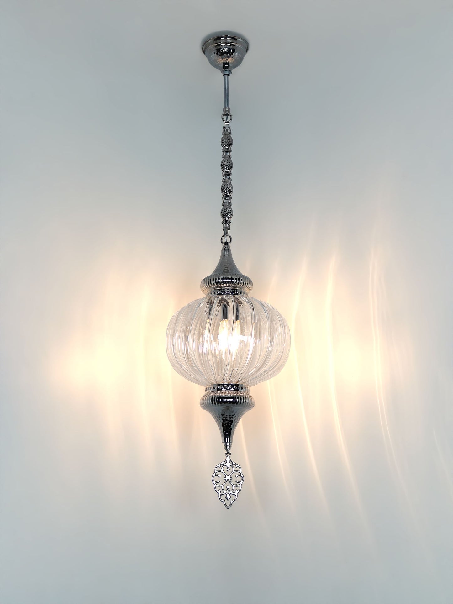 Pyrex Blown Clear Glass Lantern Lamp