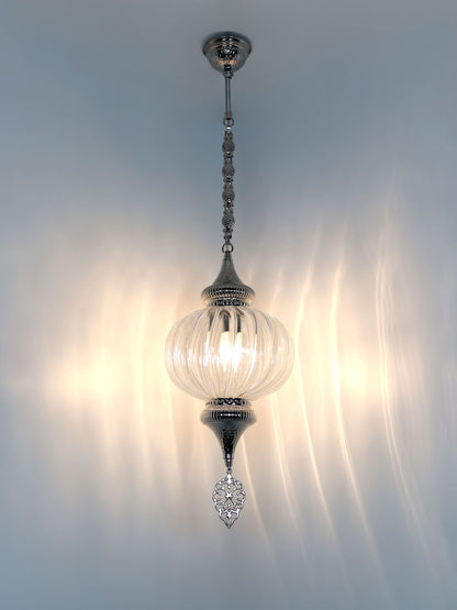 Pyrex Blown Clear Glass Lantern Lamp