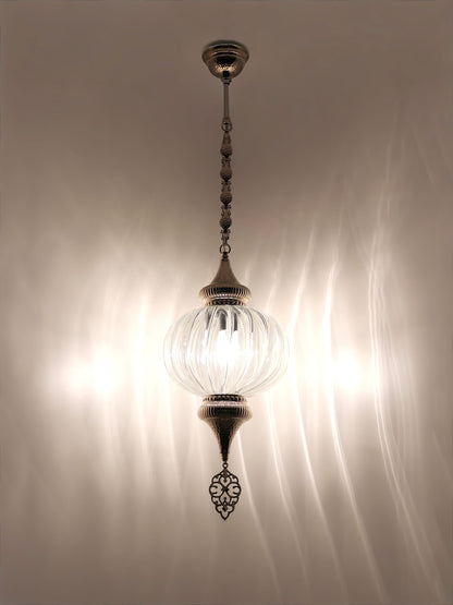 Pyrex Blown Clear Glass Lantern Lamp